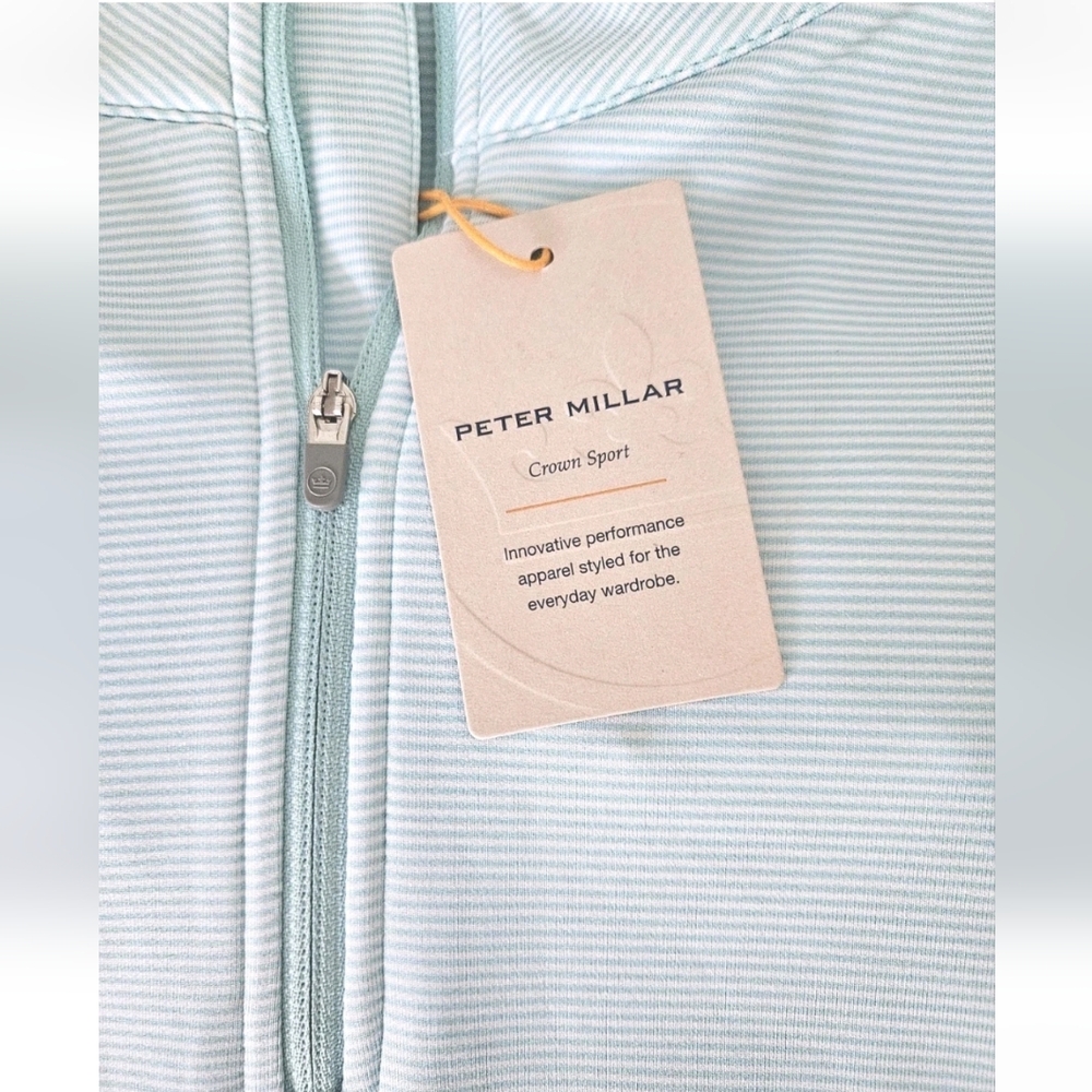 Peter Millar Perth Sugar Stripe Performance Quarter-Zip L+XL NWT - Picture 4 of 5